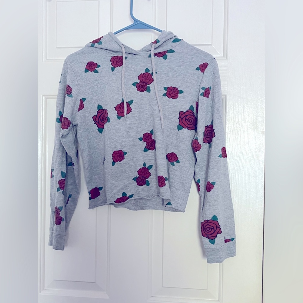 ON FIRE 100% Cotton Rose Print Hoodie M